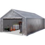 TOOLPORT Lagerzelt 4x8 m Zelthalle Unterstand Zeltgarage PE Plane 350 N wasserdicht in grau