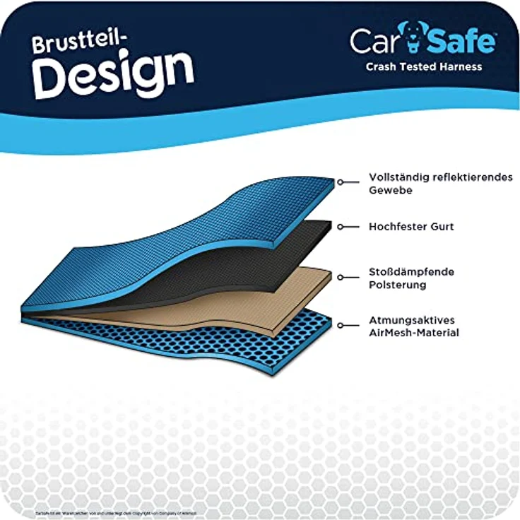 Company of Animals Hunde-Geschirr CarSafe Crash Tested Hundegeschirr blau, gepolstert, atmungsaktiv, flexibel, sicher bis 32 kg, reflektierend – Bild 6