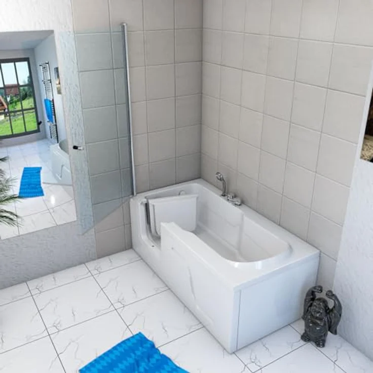 AcquaVapore Komplettdusche Kombi Duschkabine Seniorenwanne mit Tür S17D-EH-R-EC, Sicherheitsglas ESG, inklusive Duschwanne, Schnelle Reinigung, Überlauf Abfluss – Bild 3