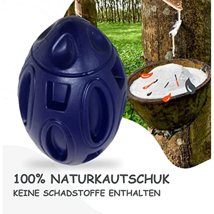 BI International Hundespielzeug zum Werfen, Kauspielzeug aus 100% Naturkautschuk für kleine, mittlere und große Hunde, wasserfest mit Quietschfunktion und Zahnreinigung – Bild 4
