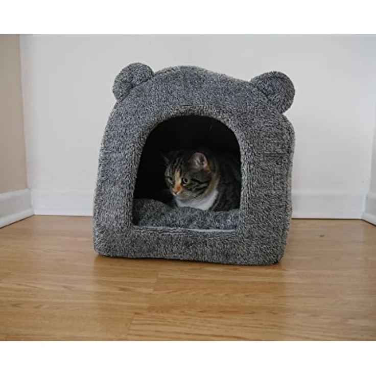 Rosewood 03081 superweiches Teddybär-Katzenbett in Luxusausführung, 38 x 38 cm, grau – Bild 3