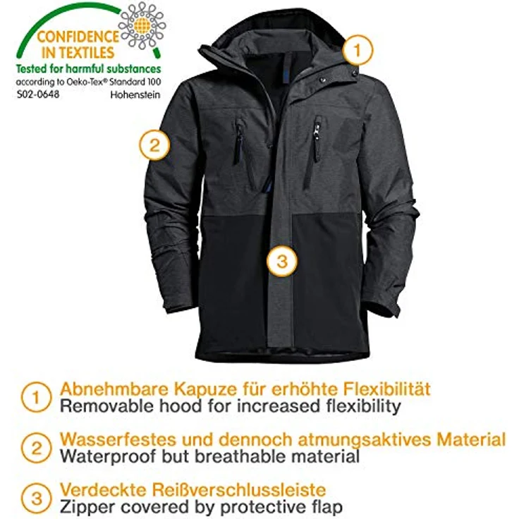 Uvex suXXed Wetterjacke Nr. 89419, Graphit, Größe S, atmungsaktiv, wasserfest und mit verstellbarer Kapuze – Bild 3