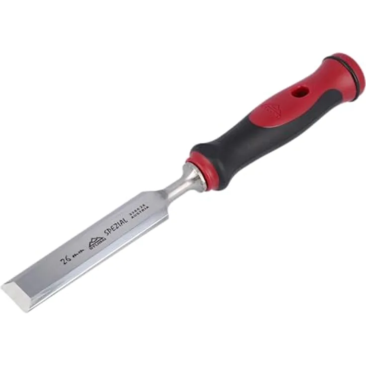 Stemmeisen mit rot-schwarzem 2K-Griff, 26mm, Stubai Profi Stechbeitel zur präzisen Holzbearbeitung, Stecheisen für Schreiner Tischler