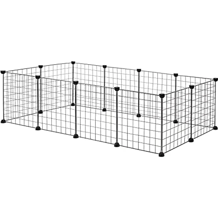 EUGAD Freigehege für Kaninchen 36cm hoch Indoor, Freilaufgehege Kaninchen draußen, Meerschweinchen gehege innen, Kleintiergehege Metallgitter, Gehege für Kleintiere DIY 142x36x72cm L – Bild 1