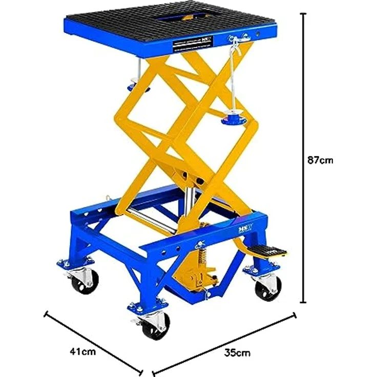 "MSW Motorradheber Scherenhebebühne 135 kg - Rollen, höhenverstellbar, Stahl" – Bild 10