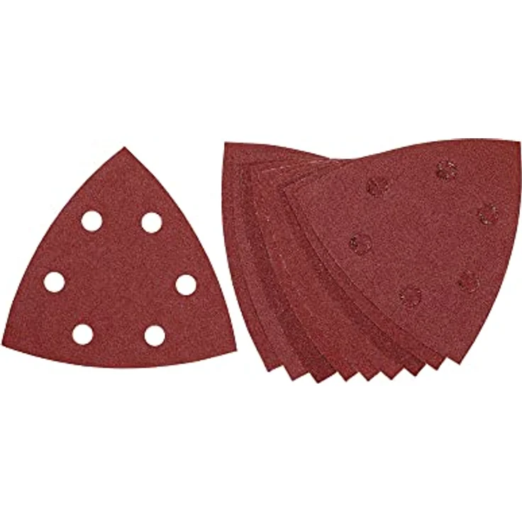 Dewalt Dreieck-Schleifpapier (Klettfix 93 x 93 mm, K80, gelocht (6 Loch ringförmig), Mehrzweck-Holz-Farbe - Trockenschliff) DT3092-QZ - Preisvergleich – Bild 2