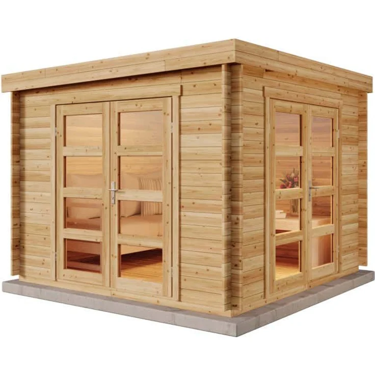Alpholz Gartenhaus Holz Paloma Beach, 304x304 cm, naturbelassen mit 28mm Wandstärke und Fußboden