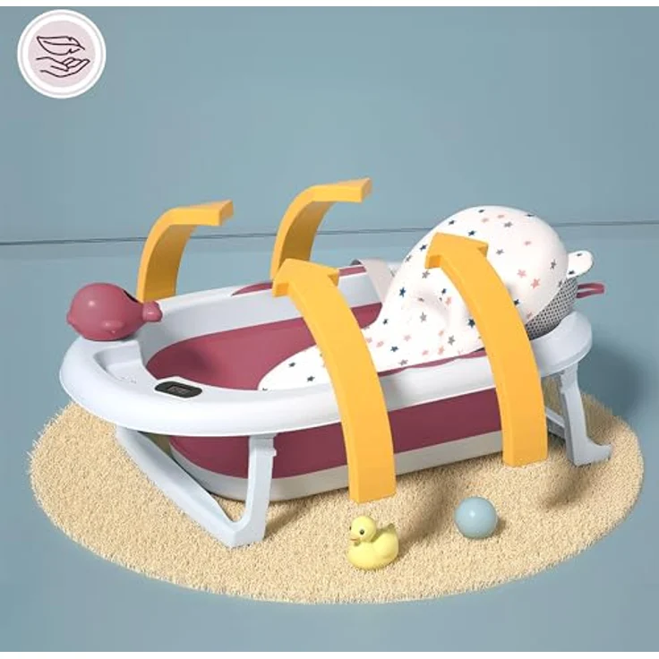 Moby-System Faltbare Babybadewanne mit LCD-Thermometer, ergonomischem Standfuß und Halterung - Altrosa – Bild 10