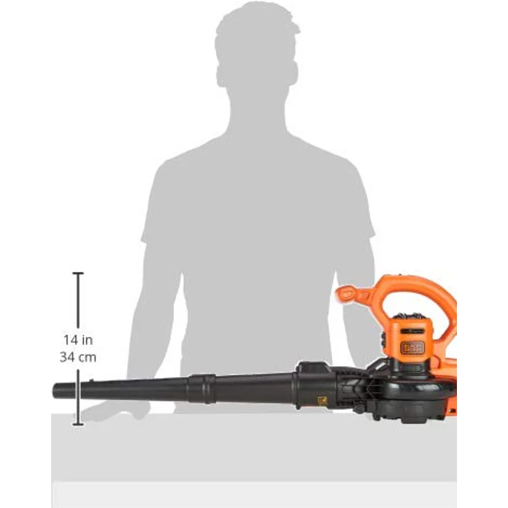 Black und Decker 3-in-1 Elektro-Laubsauger und Laubbläser (2.600 Watt, mit Häcksler, hohe Blasgeschwindigkeit von 315 km-h, 40l Fangsack und Tragegurt, für Terrassen, Wege, Einfahrten) BEBLV260 Häckselfunktion – Bild 5