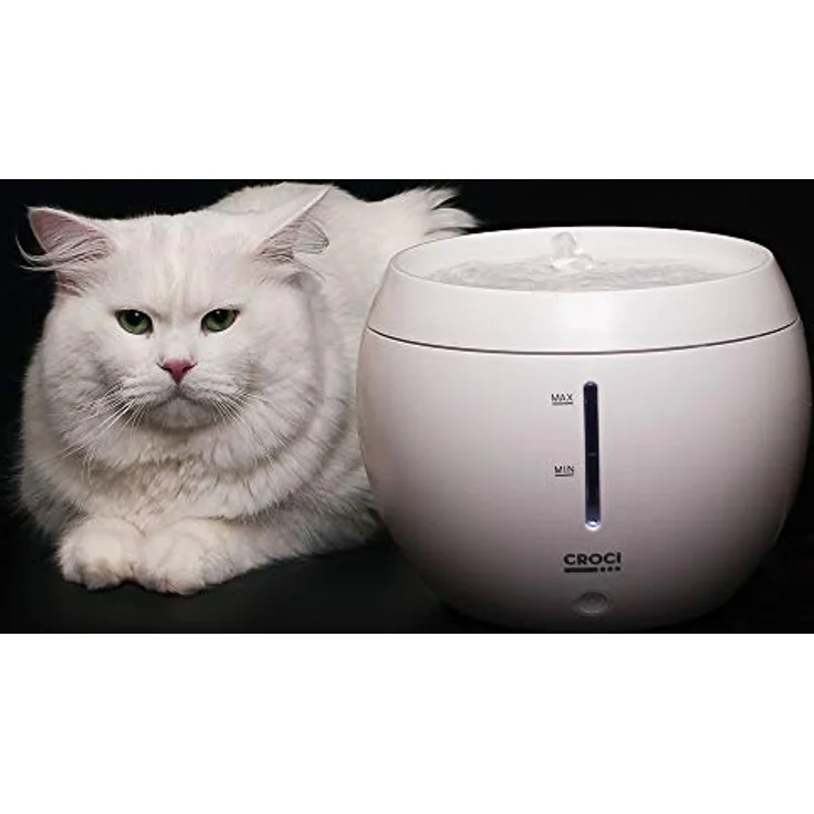 Croci Aqua-Brunnen für Katzen und Hunde, TDS-Wasserqualitätsanzeige, doppeltes Filtersystem, Wasserstandssensor, Filterwechselsensor, geräuschlos, Fassungsvermögen 2 l – Bild 4