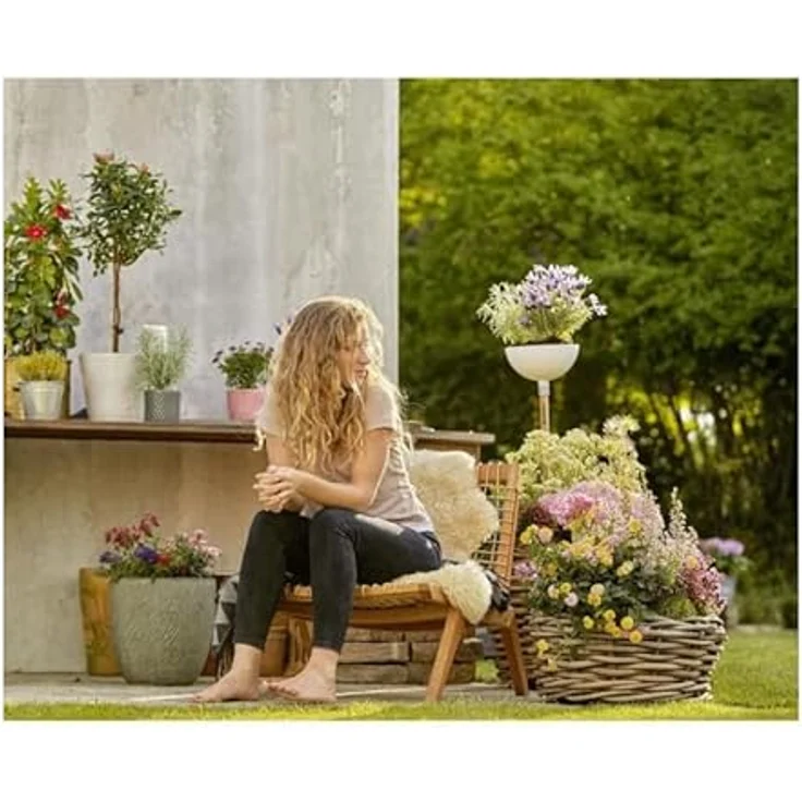 Gardena ClickUp! Pflanzschale: Großes Pflanzgefäß für Frühlings- und Sommerpflanzen, 25 cm, frostsicher, sichere Bodenfixierung, Weiss (11320-20) – Bild 5