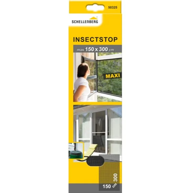 Schellenberg 50325 Fliegengitter für große Fenster Insektenschutz und Mückenschutz ohne Bohren, 150 x 300 cm – Bild 2