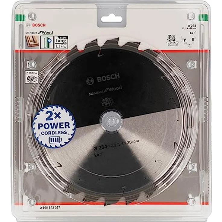 Bosch Professional 1x Kreissägeblatt Standard for Wood (für Holz, Sägeblatt Ø 254 x 30 mm, 24 Zähne, Zubehör Akku Kreissäge) – Bild 1