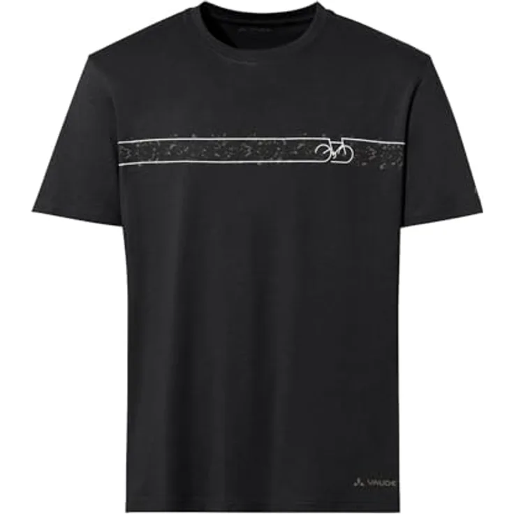 Vaude Cyclist T-Shirt V, Herren Shirt aus 70% Baumwolle und 30% Polyester, atmungsaktiv und schnell trocknend, Schwarz, Größe S
