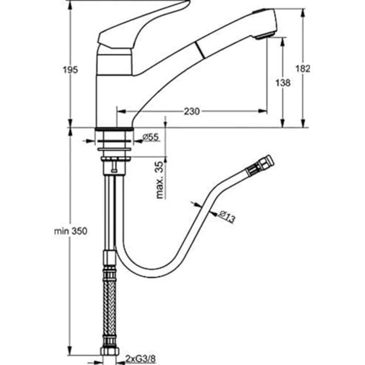 Ideal Standard CeraSprint Neu B 5347 AA, Einhebel-Küchenarmatur mit herausziehbarer 2-Funktionshandbrause, schwenkbarem Gussauslauf und lebensdauertest EN 817 – Bild 3