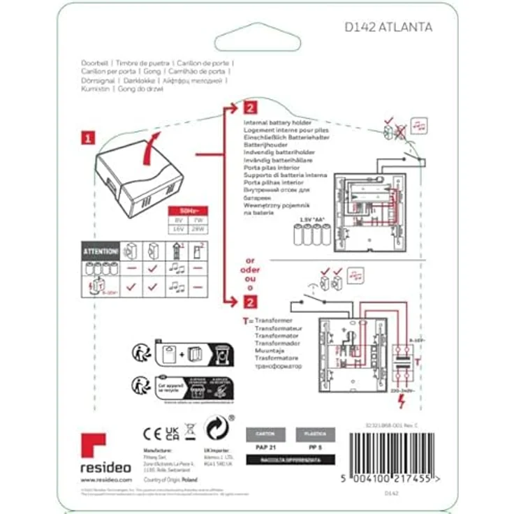 Honeywell D142 Mechanischer Doppelklang-Gong – Bild 2