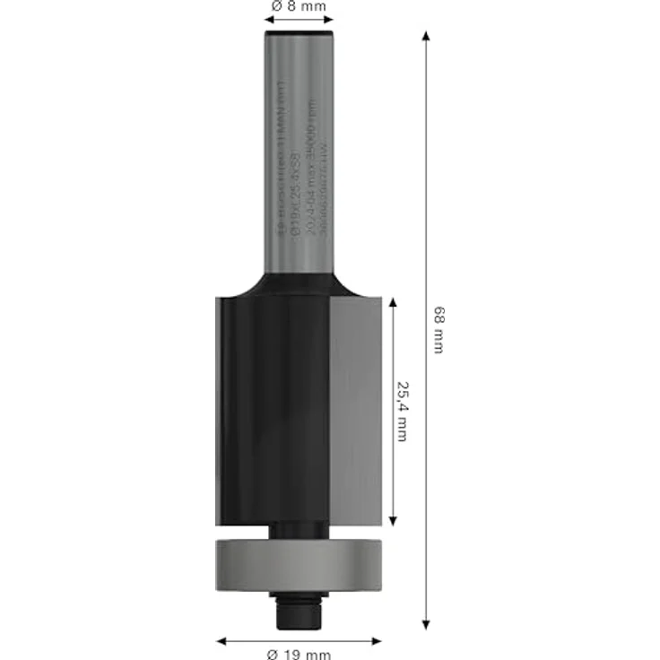 Bosch PRO Bündigfräser mit Führungskugellager für Weichholz und Hartholz, Ø 19 mm, Handfräse Zubehör – Bild 3