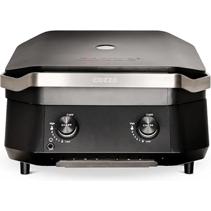 cozze - G-500 Plancha Gasgrill mit Zwei U-Form Brennern und LED-Licht | 535x418 mm Grillfläche | Schwarz/Rostfreier Stahl – Bild 2