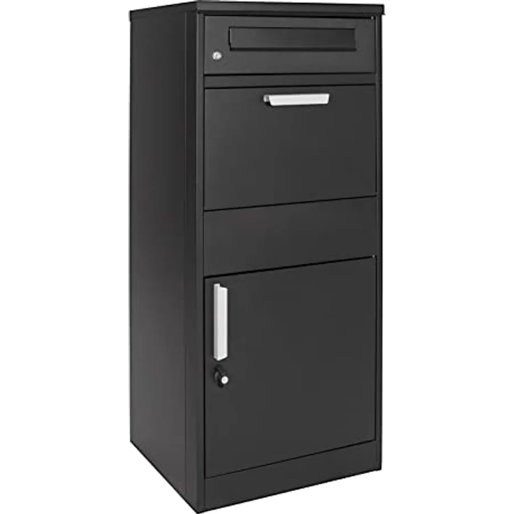 XPOtool Paketkasten Schwarz 1120 x 500 x 370 mm, Standbriefkasten Stahl, Private Paketannahme geeignet für Pakete und Päckchen – Bild 1