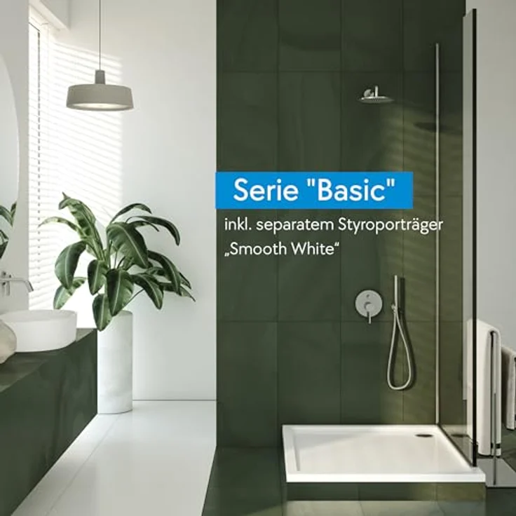 Aquabad® Duschwanne BASIC Smooth White, Quadrat, 80x80 cm, Acryl mit Styroporträger und Ablaufgarnitur – Bild 3