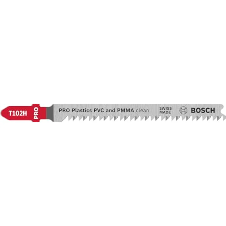 Bosch PRO Plastics PVC Clean T102H, 3 Stück Stichsägeblätter für Kunststoff, 100 mm, präzise Schnitte in PVC und PMMA – Bild 1
