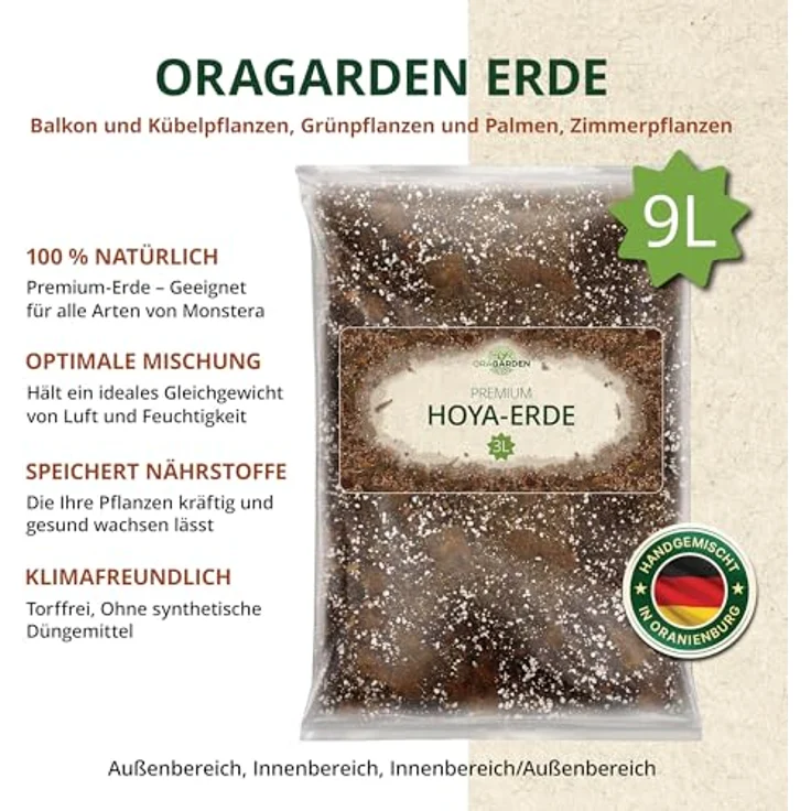 OraGarden Hoya Erde Spezialerde für Kübelpflanzen Zimmerpflanzen zur Umpflanzung (9L) – Bild 4