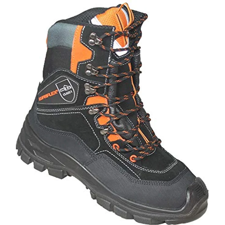 Lupriflex Sportive Hunter S3 SRC, Sicherheitsschuhe Forststiefel, wasserdicht, Schnittschutz, Gr. 48, schwarz/Signalorange – Bild 2