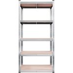 Tronitechnik® Schwerlastregal, Kellerregal, Lagerregal 40 x 90 x 180 cm, 875 kg belastbar, 5 verstellbare Ablagen, silbern