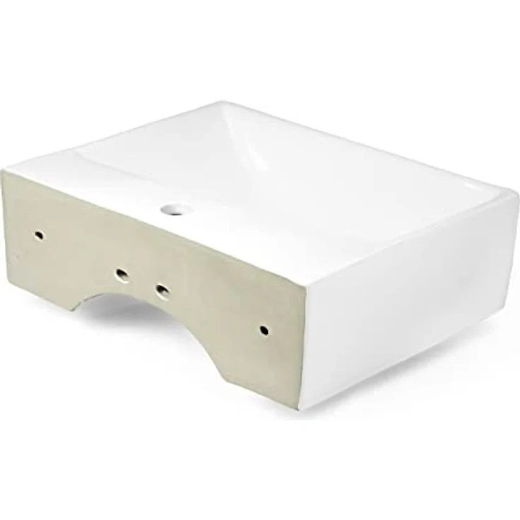 STABILO Sanitaer Keramik Wandhängewaschbecken rechteckig 505x405x160 mm weiß Komplettset – Bild 3