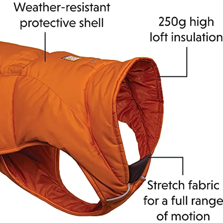 RUFFWEAR Quinzee Jacket, Verpackbarer, Isolierter Wintermantel für Hunde, Medium, Campfire Orange – Bild 3