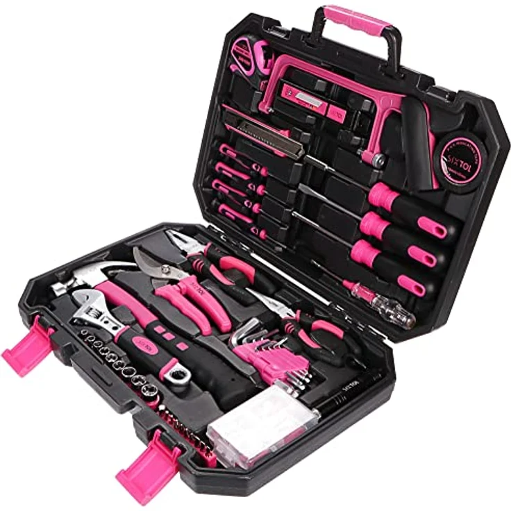 Sixtol Home Pink 128, Werkzeugkoffer mit 128 Teilen aus verchromtem Kohlenstoffstahl, pink – Bild 2
