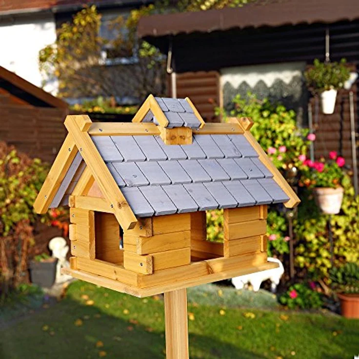 Vogelhaus Holz Vogelfutterhaus Vogelvilla Vogelhäuschen Futterstation - Melko - Preisvergleich – Bild 3