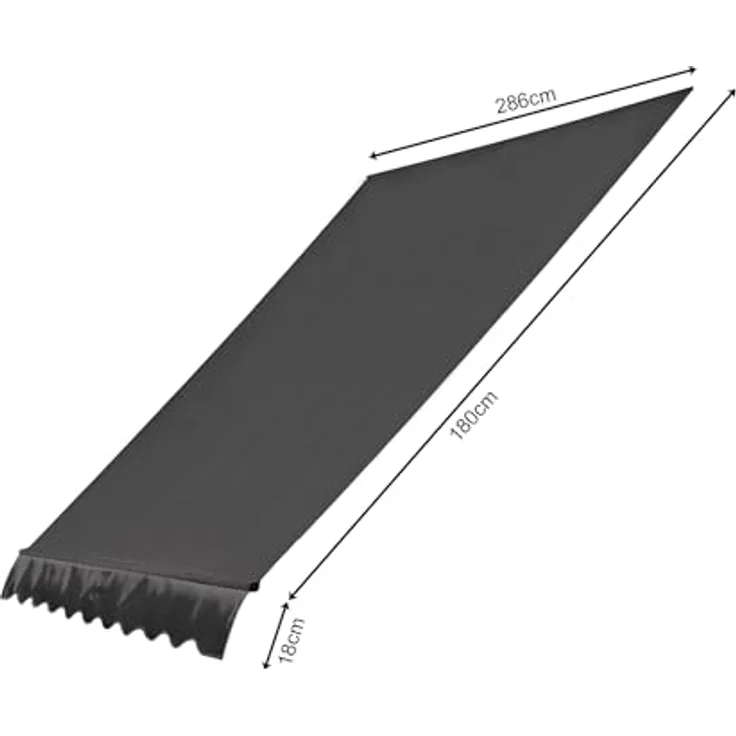 Quick Star Klemmmarkise Ersatzdach für Klemmmarkise 300x130cm Grau (1-St) - Hochwertiger Markisenstoff aus 280g Tuchware, passend für Stangen bis zu 28mm – Bild 2
