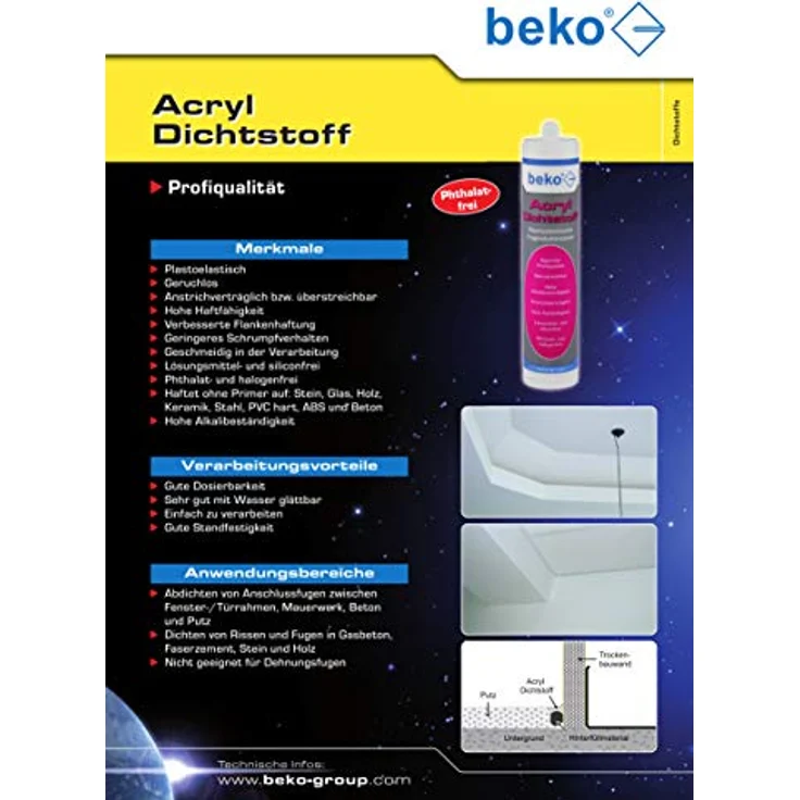 Beko Acryldichtstoff 310ml - weiß – Bild 2