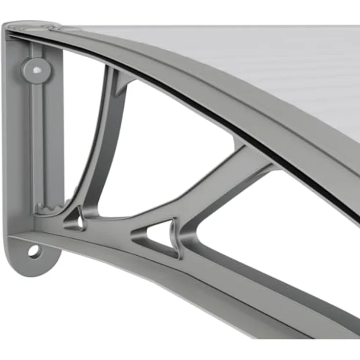vidaXL Markise Türvordach Grau und Transparent 100x75 cm Polycarbonat (1-St) - Wetterfestes Vordach aus langlebigem Polycarbonat - Preisvergleich – Bild 6
