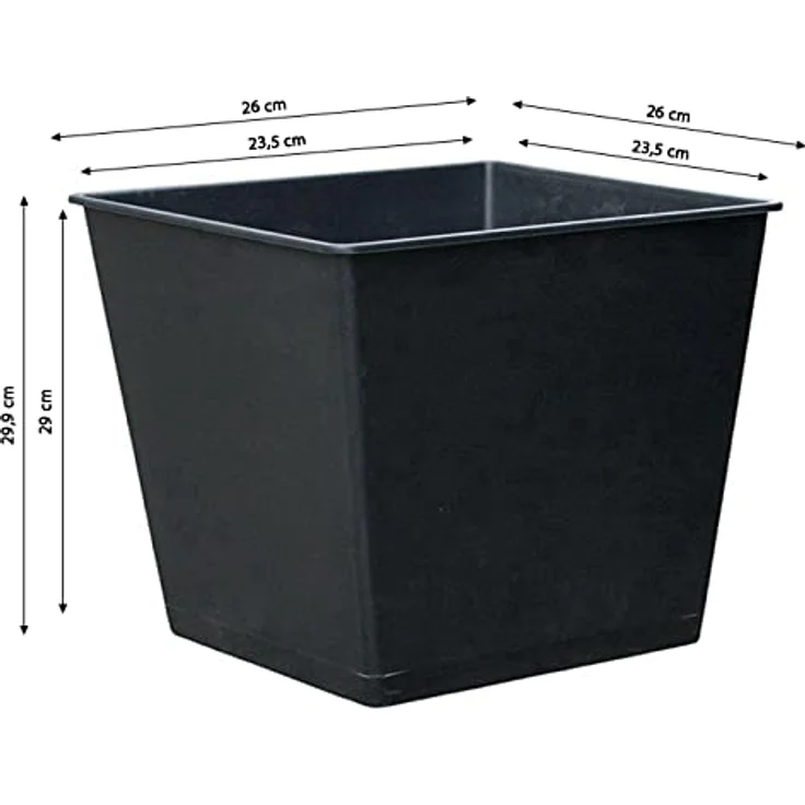 Dehner Universal-Pflanztopf, ca. 26 x 26 x 30 cm, Kunststoff, schwarz – Bild 2