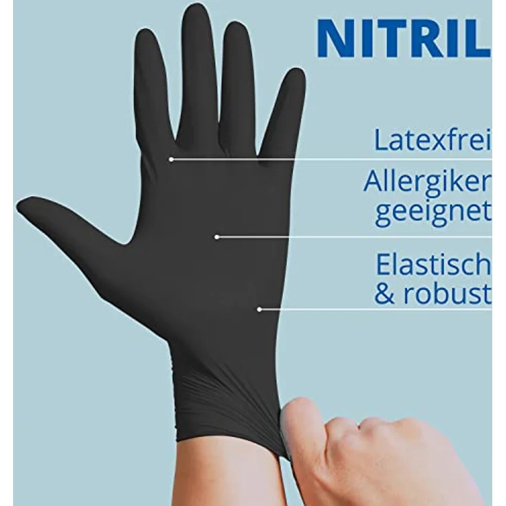 AMPri Nitrilhandschuhe, schwarz, 100 Stück/Box, Größe XXL, puderfrei, Style Black by Med-Comfort: Nitril Einmalhandschuhe in den Größen XS, S, M, L, XL, XXL erhältlich – Bild 3