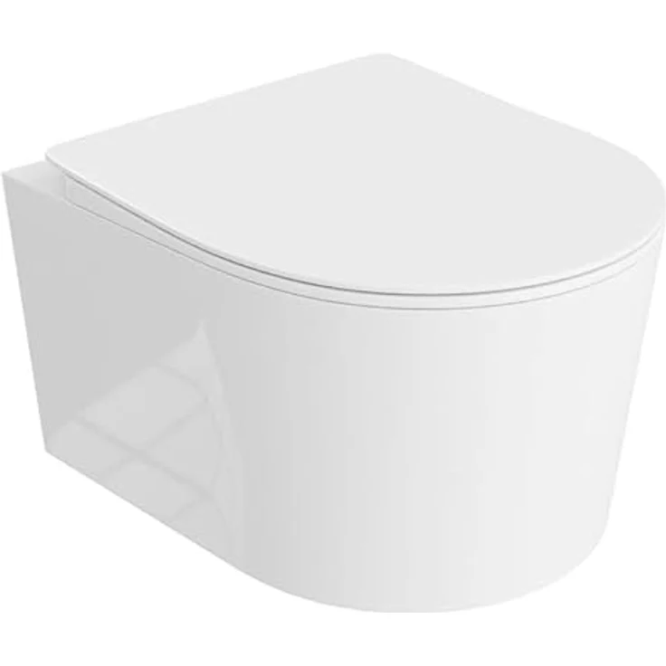 lavita Wand-WC Loso | Hänge Toilette | Toilettendeckel mit Absenkautomatik & Metallscharniere | Spülrandlos Hängend | 360x450x350 mm | Weißer Glanz – Bild 1