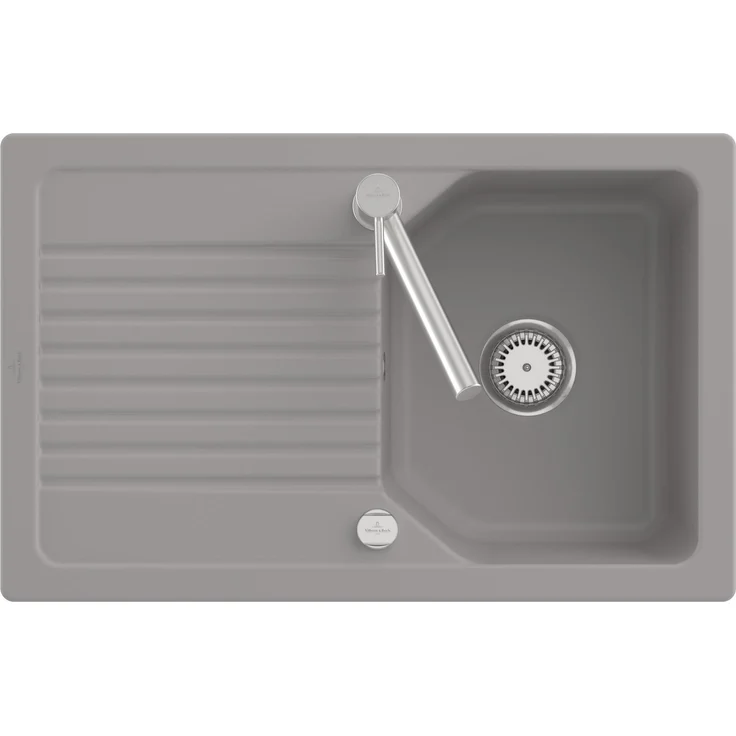 Villeroy & Boch Subway Style 60, Keramikspüle für Unterbau mit Handbetätigung, Farbe Ebony, für Unterschrankbreite ab 60 cm, reversibel