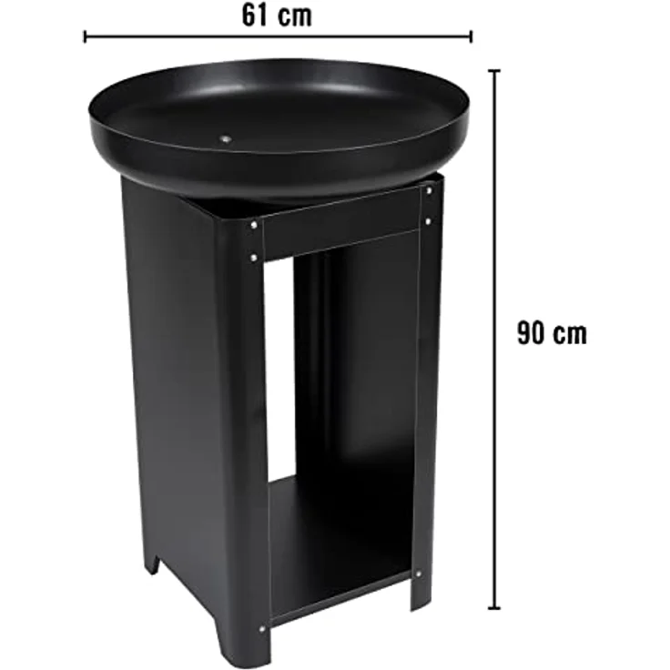 BBQ Collection 3-in-1 Feuerschale mit Grillrost - Feuerkorb 61 x 90 cm Metall - Outdoor Küche mit Teppanyaki und BBQ Grillplatte - Plancha BBQ mit Holzlagerplatz - Gartenkamin für Außen – Bild 2