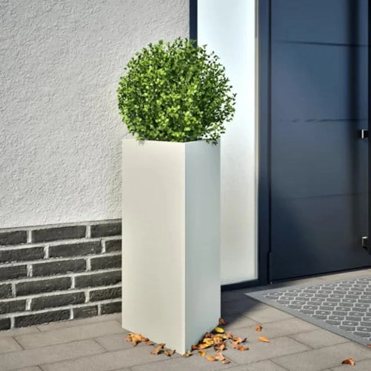 vidaXL Pflanzkübel 2 STK. Weiß Dreieckig 40x34,5x70 cm Stahl, Rostbeständig und Tief für Gesundes Pflanzenwachstum – Bild 2