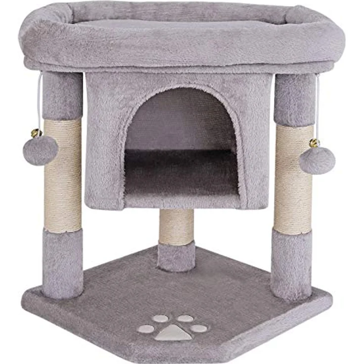 lionto Kratzbaum Kletterbaum Katzenkratzbaum Katzenbaum Höhe 60 cm, hellgrau – Bild 5