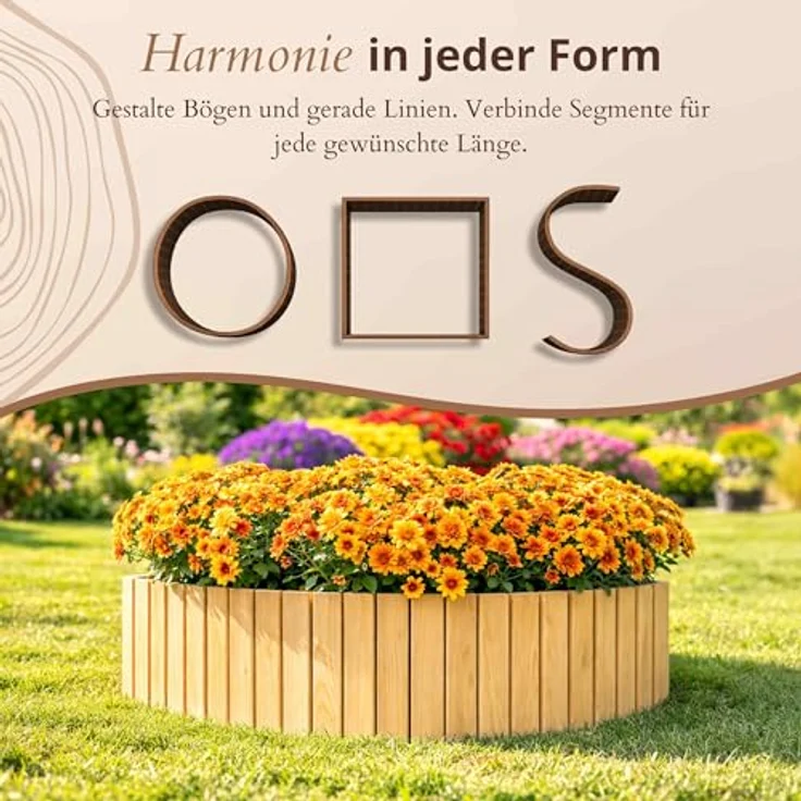 Floranica Flexible Beeteinfassung 100x10 cm Braun imprägnierte Rasenkante Beetumrandung aus Kiefernholz Gartenzaun Steckzaun Rollboarder – Bild 5