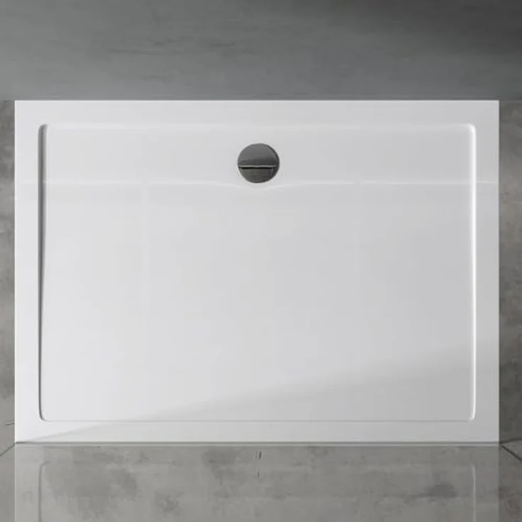 doporro Duschtasse Duschwanne Faro2, 75x90x4 cm, flach, Weiß, inkl. Ablaufgarnitur AL01, DIN-Anschlüsse, bodeneben montierbar, leicht zu reinigen – Bild 3