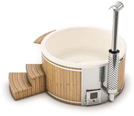 FinnTherm Badefass Stockholm aus Holz inklusive Ofen