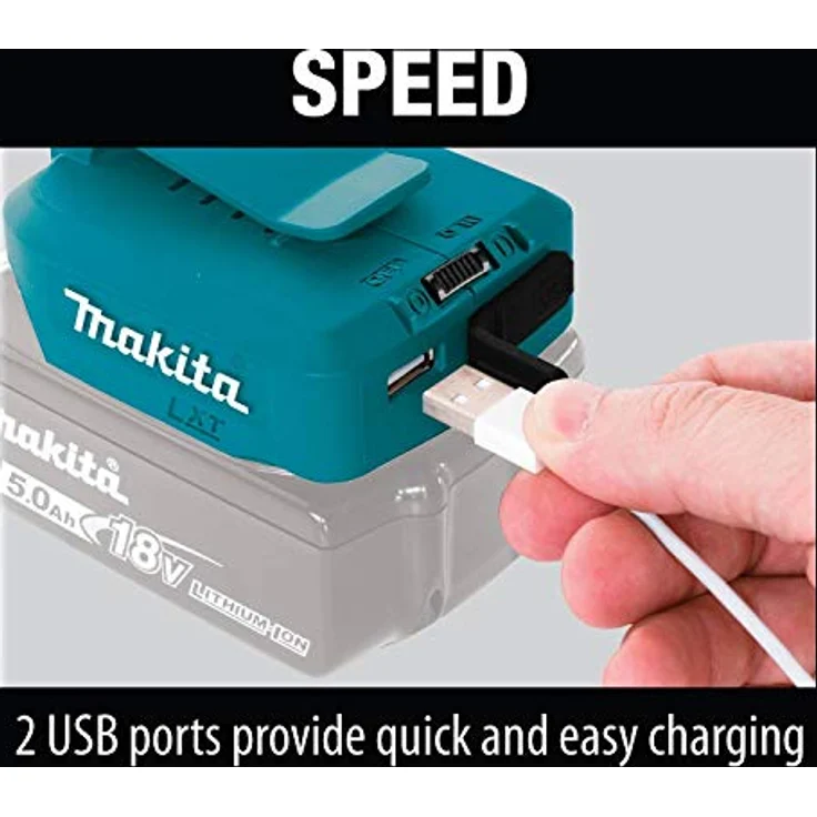 Makita DECADP05 Akku-USB-Adapter, 2 USB-Ausgänge für 14,4 V und 18 V Li-Ion Akkus, ohne Akku, ohne Ladegerät – Bild 9