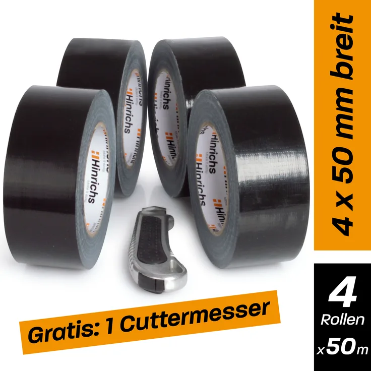Hinrichs 4 Rollen Panzerband schwarz 50m