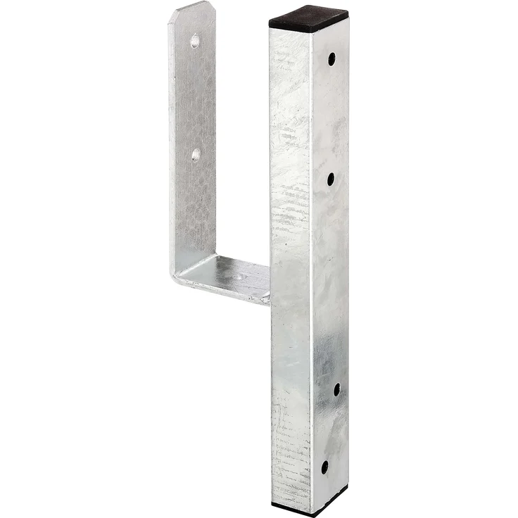 Alberts U-Pfostenträger | für L-Randsteine für Vierkantholzpfosten | feuerverzinkt | lichte Breite 90 mm | Länge 410 mm 
(214432) – Bild 2