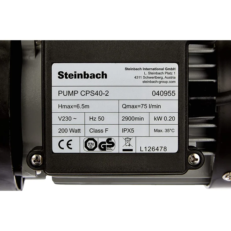 Steinbach CPS 40-2 Filterpumpe, 230 V - 200 Watt, 75 l-min, max. Pumphöhe 6,5 m, 040955 – Bild 3