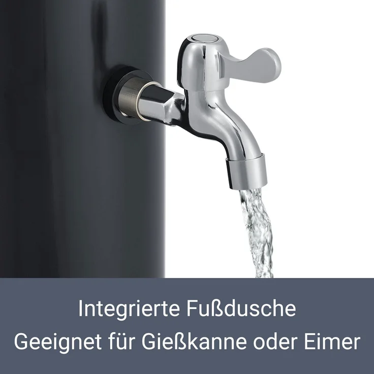 Juskys Solardusche Victoria 35 l Gartendusche mit Regendusche und Thermostat Schwarz Gartenschlauch Anbindung justierbare Duschkopf-Halterung – Bild 6